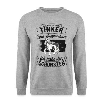 Irish Tinker Pferd Spruch - Unisex Pullover - Weißgrau meliert - Vorne - Alina (178cm) & Michal (187cm)