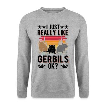 J’aime vraiment gerbilles, d’accord? Gerbille - Sweat-shirt Unisexe - gris chiné - Devant - Alina (178cm) & Michal (187cm)