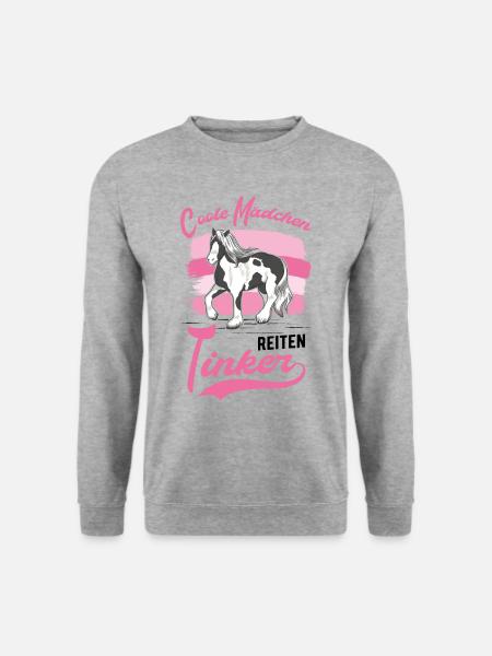 Coole Mädchen reiten Tinker Irish Tinker - Unisex Pullover - Weißgrau meliert