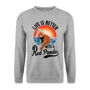 La vie est meilleure avec un panda roux roter panda - Sweat-shirt Unisexe - gris chiné - Devant - Alina (178cm) & Michal (187cm)