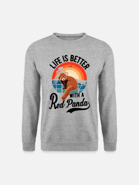 Life is better with a Red Panda Roter Panda - Unisex Pullover - Weißgrau meliert