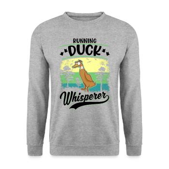 Running Duck Whisperer Laufente - Unisex Sweatshirt - salt & pepper - Front - Alina (178cm) & Michal (187cm)
