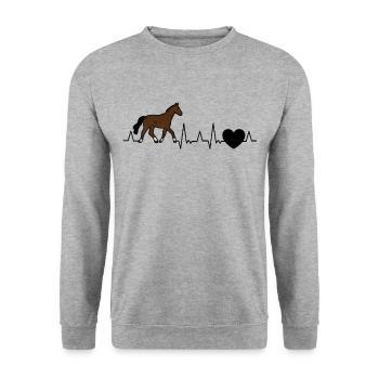 Holsteiner Horse Heartbeat - Unisex Sweatshirt - salt & pepper - Front - Alina (178cm) & Michal (187cm)