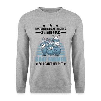 Ziegenhirte Attraktiv Ziegen Ziegenzüchter Ziege - Unisex Pullover - Weißgrau meliert - Vorne - Alina (178cm) & Michal (187cm)