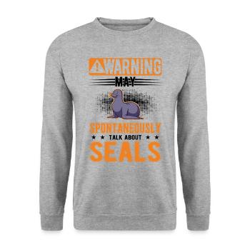 May spontaneously talk about Seal Robbe - Unisex Sweatshirt - salt & pepper - Front - Alina (178cm) & Michal (187cm)
