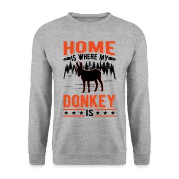 Home is where my Donkey is Maustier Esel - Unisex Sweatshirt - salt & pepper - Front - Alina (178cm) & Michal (187cm)