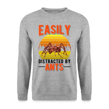 Easily distracted by Ants Anthill Ants - Unisex Sweatshirt - salt & pepper - Front - Alina (178cm) & Michal (187cm)