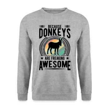 Because Donkeys are freaking awesome Donkey - Unisex Sweatshirt - salt & pepper - Front - Alina (178cm) & Michal (187cm)