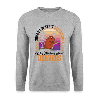 Cadeau Castor - Sweat-shirt Unisexe - gris chiné - Devant - Alina (178cm) & Michal (187cm)