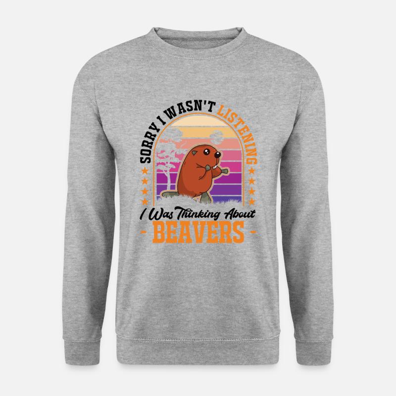 Biber Geschenk - Unisex Pullover - Weißgrau meliert