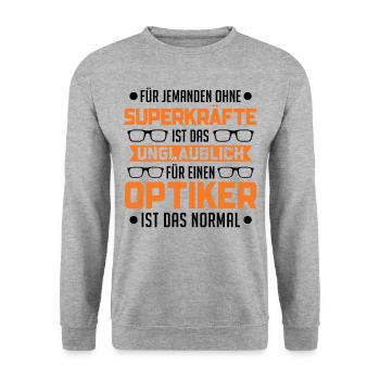 Optiker Superkraft Augenoptiker - Unisex Pullover - Weißgrau meliert - Vorne - Alina (178cm) & Michal (187cm)