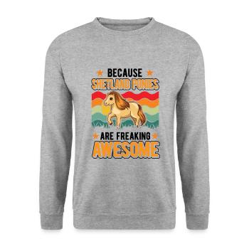 Because Shetland Ponies are freaking awesome - Unisex Pullover - Weißgrau meliert - Vorne - Alina (178cm) & Michal (187cm)