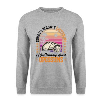 Opossum Geschenk Possum Beutelratte - Unisex Pullover - Weißgrau meliert - Vorne - Alina (178cm) & Michal (187cm)