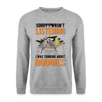Budgerigar Cadeau Welli Perruche - Sweat-shirt Unisexe - gris chiné - Devant - Alina (178cm) & Michal (187cm)