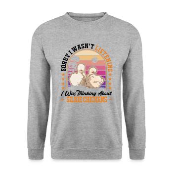 Silk Chicken Gift Silke Chicken - Unisex Sweatshirt - salt & pepper - Front - Alina (178cm) & Michal (187cm)