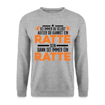 Sei immer du selbst Außer du kannst ein Ratte - Unisex Pullover - Weißgrau meliert - Vorne - Alina (178cm) & Michal (187cm)