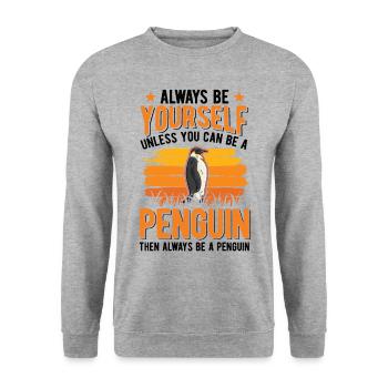 Pingouin Pinguin - Sweat-shirt Unisexe - gris chiné - Devant - Alina (178cm) & Michal (187cm)