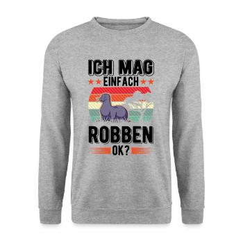 Ich mag einfach Robben Seelöwe - Unisex Pullover - Weißgrau meliert - Vorne - Alina (178cm) & Michal (187cm)