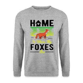 Home is where my Foxes are Fuchs - Unisex Sweatshirt - salt & pepper - Front - Alina (178cm) & Michal (187cm)