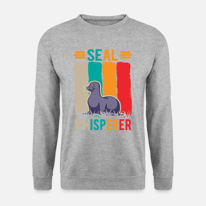 Seal Whisperer Seelöwen Flüsterer Robbe - Unisex Pullover - Weißgrau meliert