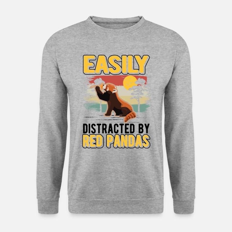 Facilement distrait par Red Pandas Roter Panda - Sweat-shirt Unisexe - gris chiné
