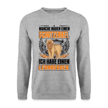 Leonberger Schutzengel - Unisex Pullover - Weißgrau meliert - Vorne - Alina (178cm) & Michal (187cm)