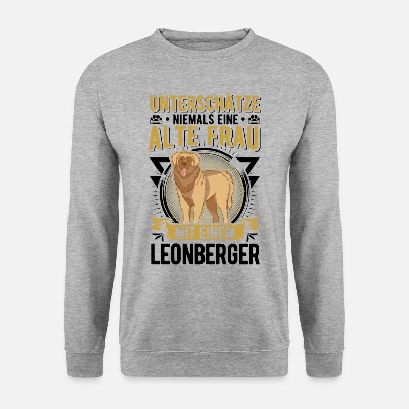 Leonberger Alte Frau - Unisex Pullover - Weißgrau meliert
