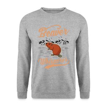 Beaver Whisperer Biberflüsterer - Unisex Pullover - Weißgrau meliert - Vorne - Alina (178cm) & Michal (187cm)