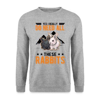 Yes I really do need all these Rabbits Kaninchen - Unisex Sweatshirt - salt & pepper - Front - Alina (178cm) & Michal (187cm)