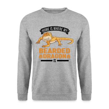 Home is where my Bearded Dragon is Bartagame - Unisex Pullover - Weißgrau meliert - Vorne - Alina (178cm) & Michal (187cm)