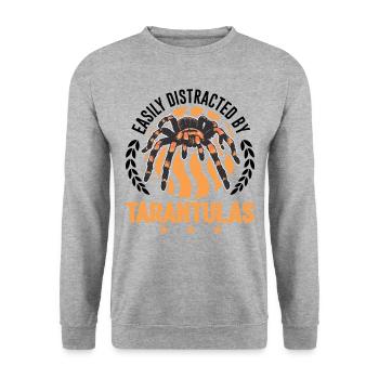 Easily distracted by Tarantulas Tarantel - Unisex Pullover - Weißgrau meliert - Vorne - Alina (178cm) & Michal (187cm)