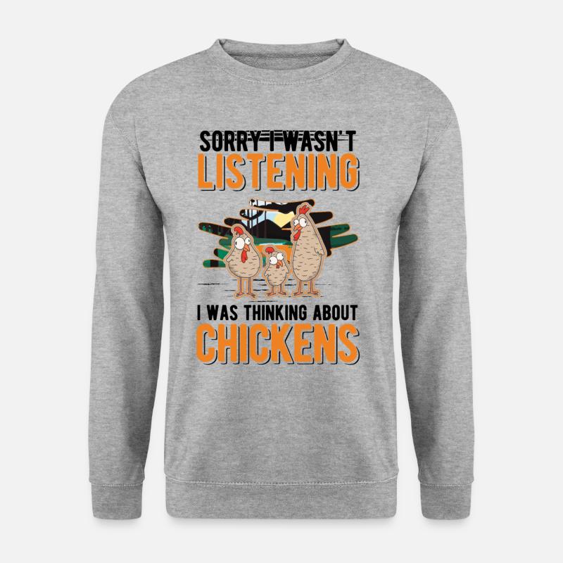 Hühner Geschenk Hühnchen Huhn - Unisex Pullover - Weißgrau meliert