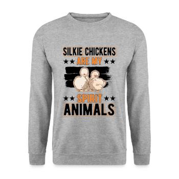 Silk Chicken Spirit Animal Silkie Chicken - Sweat-shirt Unisexe - gris chiné - Devant - Alina (178cm) & Michal (187cm)