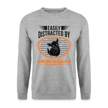 Easily distracted by Chinchillas - Unisex Pullover - Weißgrau meliert - Vorne - Alina (178cm) & Michal (187cm)