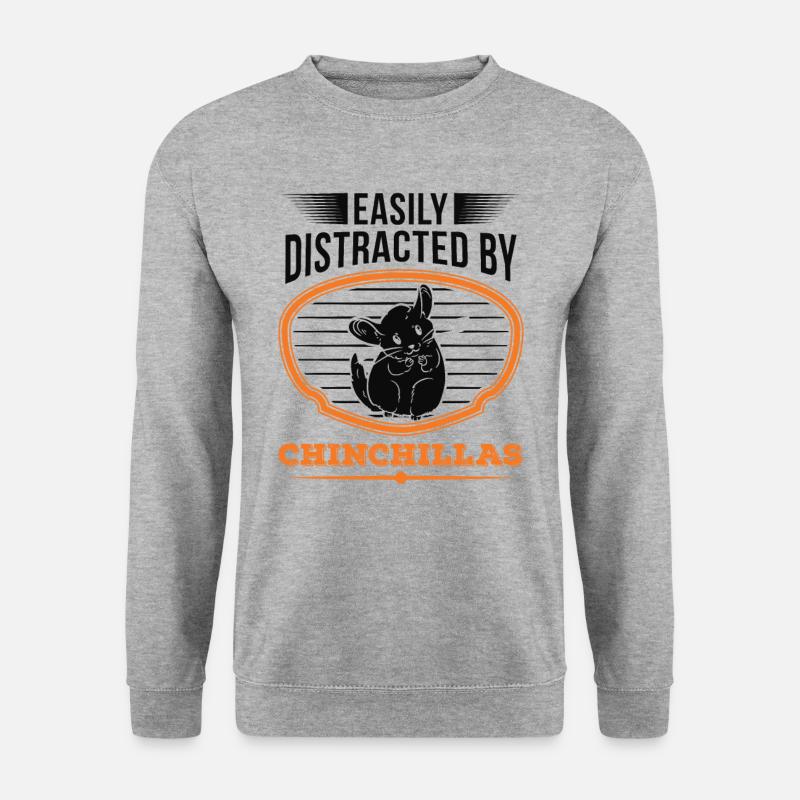Easily distracted by Chinchillas - Unisex Pullover - Weißgrau meliert