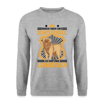 Leonberger Schutzengel - Unisex Pullover - Weißgrau meliert - Vorne - Alina (178cm) & Michal (187cm)