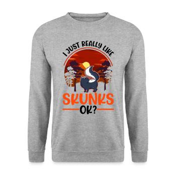 J’aime vraiment la mouffette de Skunk - Sweat-shirt Unisexe - gris chiné - Devant - Alina (178cm) & Michal (187cm)