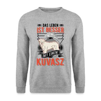 Das Leben ist besser mit einem Kuvasz - Unisex Pullover - Weißgrau meliert - Vorne - Alina (178cm) & Michal (187cm)