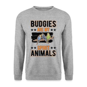 Les perruches sont mes animaux spirituels Wellensittich - Sweat-shirt Unisexe - gris chiné - Devant - Alina (178cm) & Michal (187cm)