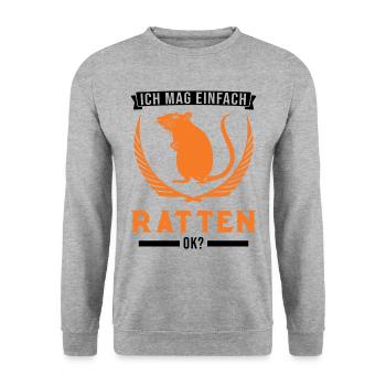 Ich mag einfach Ratten Geschenk - Unisex Pullover - Weißgrau meliert - Vorne - Alina (178cm) & Michal (187cm)