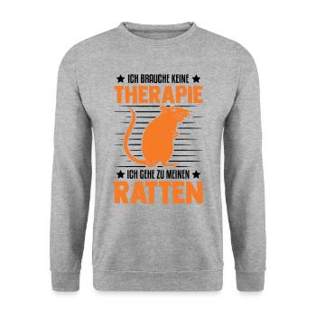 Ratten Therapie Rattenbesitzer Geschenk - Unisex Pullover - Weißgrau meliert - Vorne - Alina (178cm) & Michal (187cm)