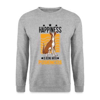 Happiness is being with Podencos - Unisex Pullover - Weißgrau meliert - Vorne - Alina (178cm) & Michal (187cm)