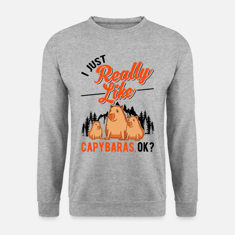Capybara Geschenk Wasserschwein Capibara - Unisex Pullover - Weißgrau meliert