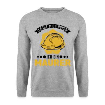 Lasst mich durch Ich bin Maurer Maurermeister - Unisex Pullover - Weißgrau meliert - Vorne - Alina (178cm) & Michal (187cm)