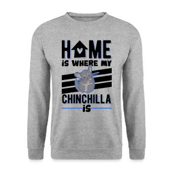 Home is where my Chinchilla is - Unisex Pullover - Weißgrau meliert - Vorne - Alina (178cm) & Michal (187cm)