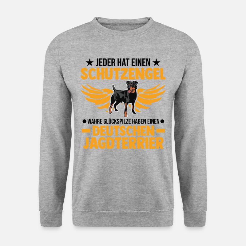 Deutscher Jagdterrier Schutzengel - Unisex Pullover - Weißgrau meliert