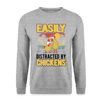 Easily distracted by Chickens Chicken Chickens - Unisex Sweatshirt - salt & pepper - Front - Alina (178cm) & Michal (187cm)