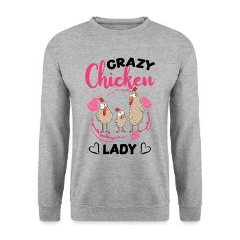 Crazy Chicken lady chicken owner - Unisex Sweatshirt - salt & pepper - Front - Alina (178cm) & Michal (187cm)