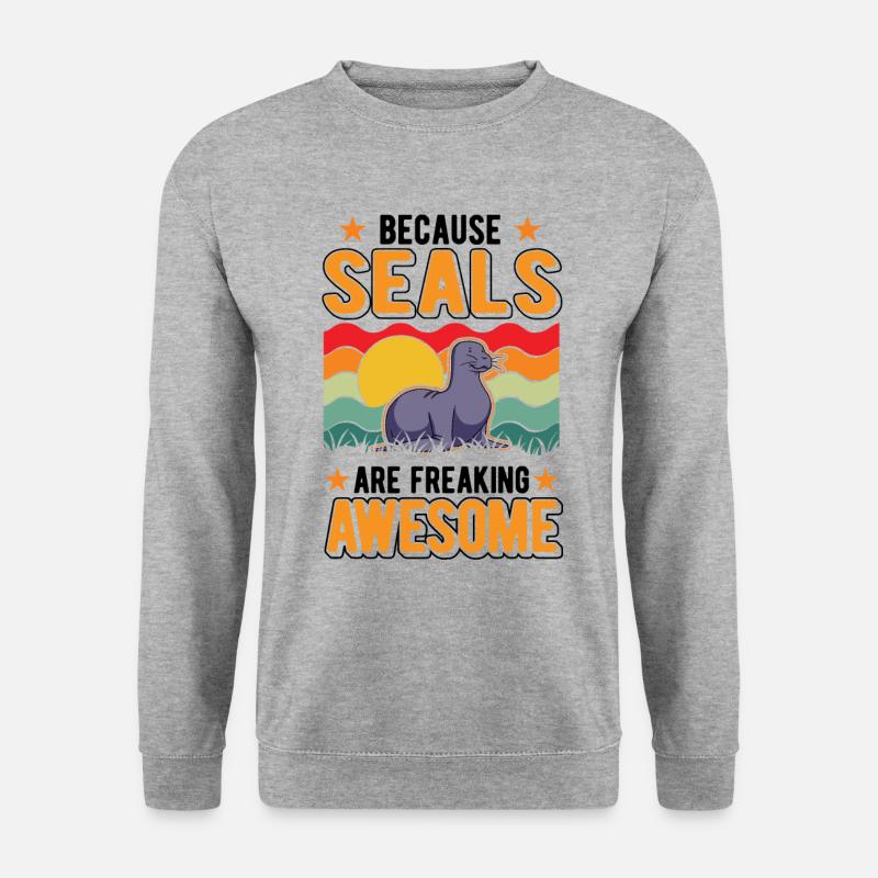 Robbe Geschenk Seelöwe - Unisex Pullover - Weißgrau meliert