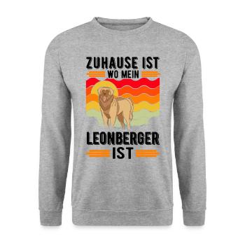 Zuhause ist wo mein Leonberger ist - Unisex Pullover - Weißgrau meliert - Vorne - Alina (178cm) & Michal (187cm)